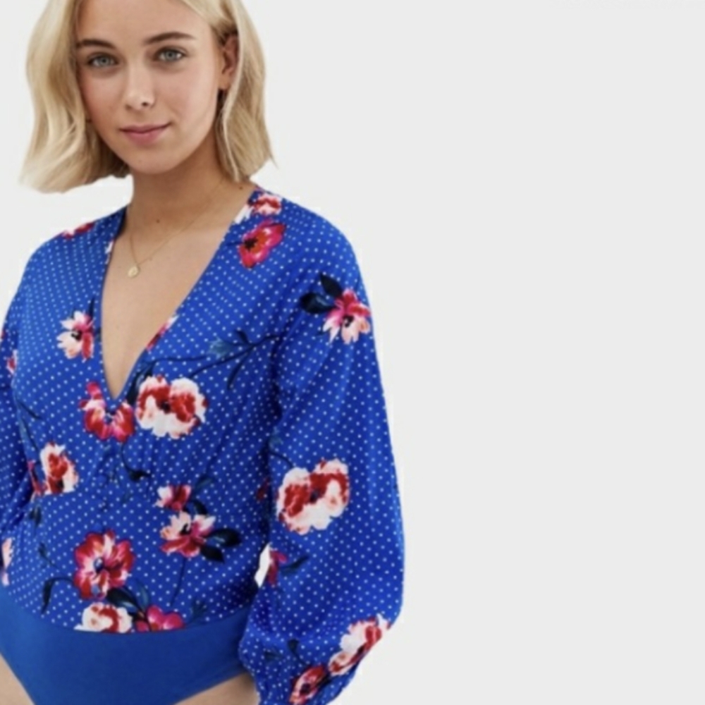 Blue Floral Bodysuit